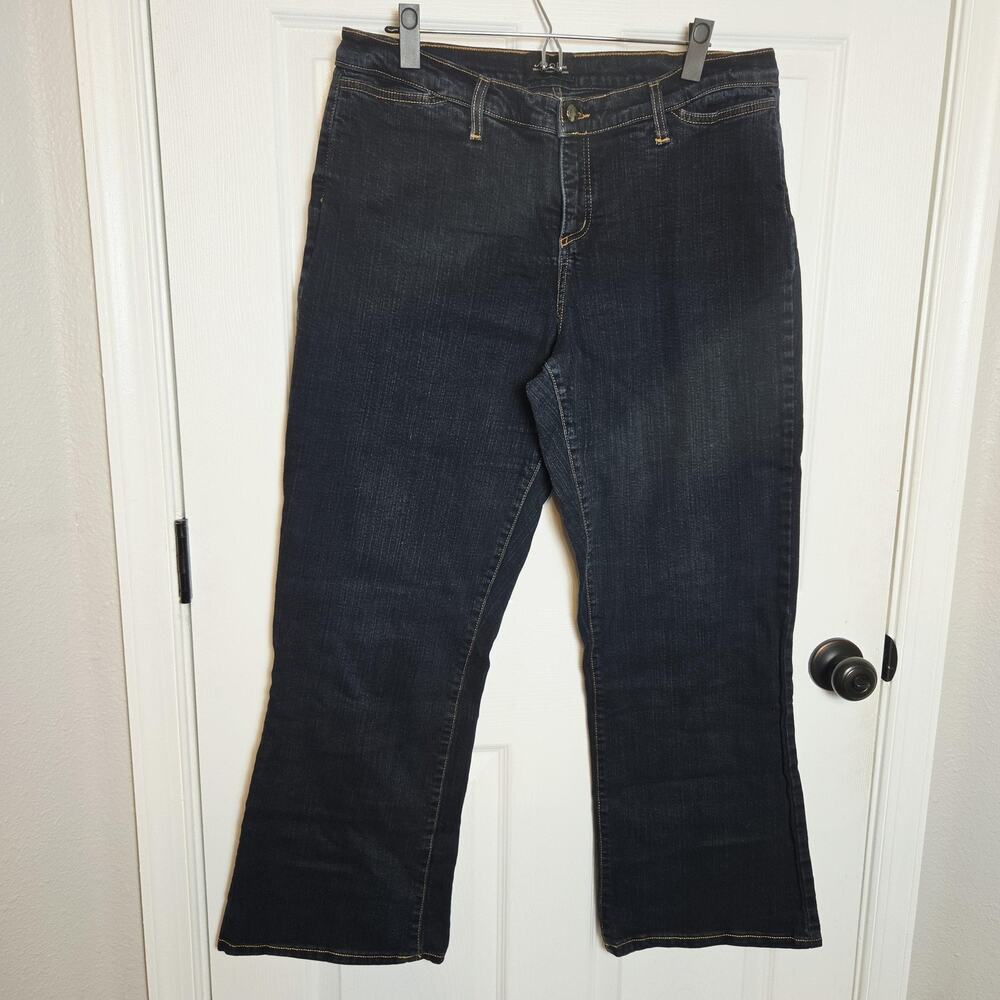 NYDJ Jeans Womens 16 Blue Dark Wash Bootcut High Rise Studded Back Pockets